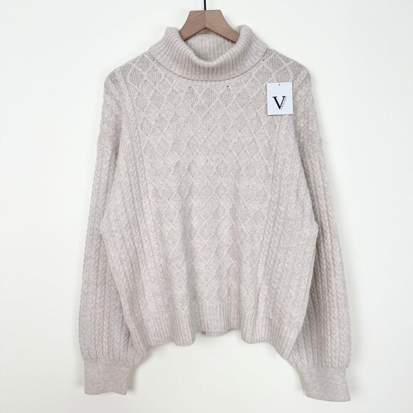 New Cable Knit Turtleneck Sweater Relaxed Fit Oversized Cozy Slouchy Loose - XL - Picture 4 of 10